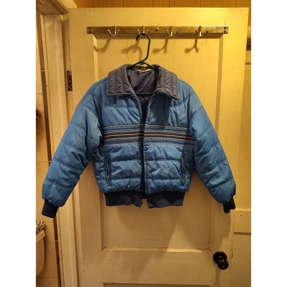 VTG 80s Blue Bomber Short Jacket USA Made Sz 12
